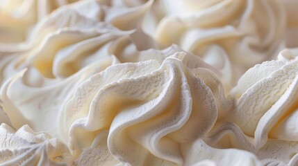 close-up a creamy frozen ice cream of color is white with intricate textures and patterns. 