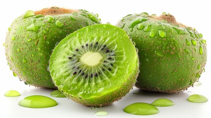 Fresh sliced Kiwi. Delicious healthy food. Vitamins, fitness food. Isolated on white.