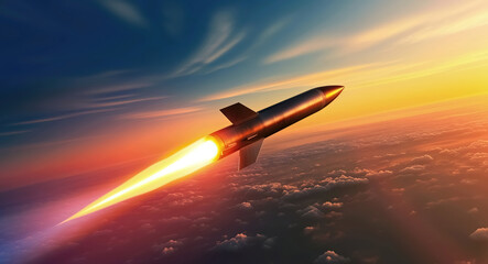 Naklejka na ściany i meble hypersonic missile in high speed flight.