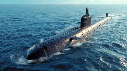 modern nuclear submarine sailing in the sea. - obrazy, fototapety, plakaty