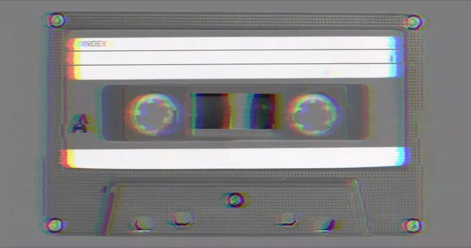 Audio tape cassette glitch bug effect grunge pixelated