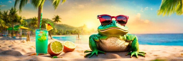 meerkat resting on the sea and by the pool. Selective focus.