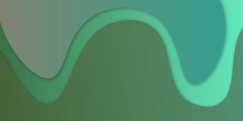 Abstract green background, green irregular organic rounded waves geometric pattern background, template green wavy abstract grainy gradient illustration.
