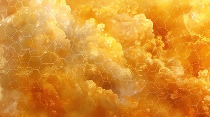 Abstract watercolor honeycomb pattern with shades of gold and amber wallpaper - obrazy, fototapety, plakaty