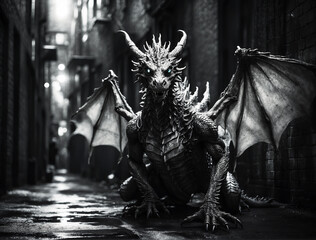 black dragon statue - Powered by Adobe