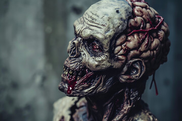 A zombie with a brain and a bite - obrazy, fototapety, plakaty