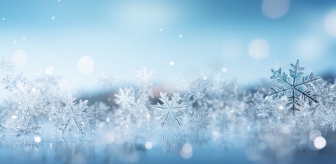 a group of snowflakes on a surface