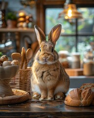 Curious Rabbit in Kitchen