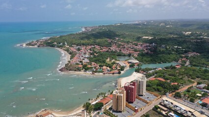 Fototapeta na wymiar Aerial view of Pirangi beach near Natal, Rio Grande do Norte, Brazil 
