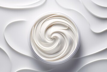 a white cream in a container - obrazy, fototapety, plakaty
