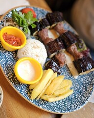 Street food of Turkey mackerel and lavash