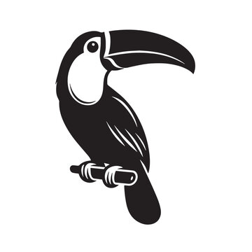 recommend clip art: Vintage Retro Styled Vector Toucan Silhouette Black and White - illustration
                    