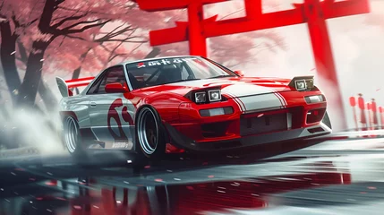 Wandaufkleber Cartoon-Autos Car racing background