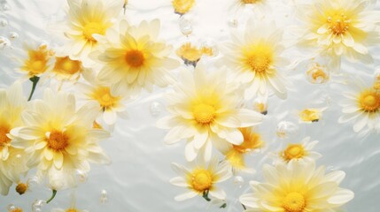 Beautiful delicate flowers on a white background. The texture of the water. Small waves, ripples on the water. Background for Women's Day, Valentine's Day.