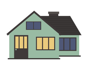Cute vector house in flat cartoon style
