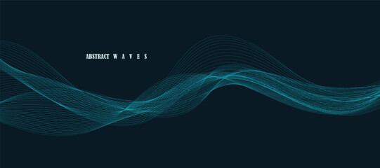 Abstract blue vector background with blue wavy lines