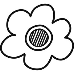 Cute hand drawn shaded checkbox in the shape of flower. Done sign for weekly planner, bullet journal, notebook template. Diary note element