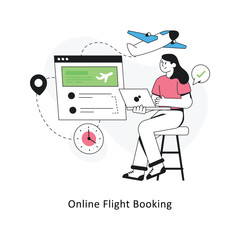Online Flight Booking   Flat Style Design Vector illustration. Stock illustration