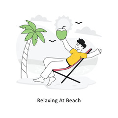 Relaxing At Beach  Flat Style Design Vector illustration. Stock illustration