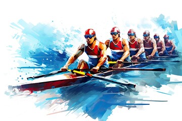 the rowers are in a rowing team - obrazy, fototapety, plakaty