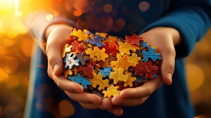 Colorful jigsaw puzzle pieces background