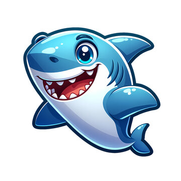 Shark cute cartoon style transparent background