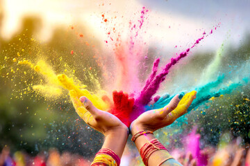 Holi Colour Festival, Farben Explosion  - obrazy, fototapety, plakaty