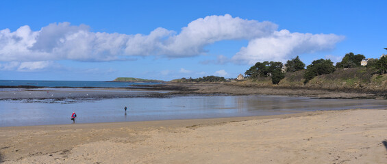 Beach of Lancieux, France during low tide