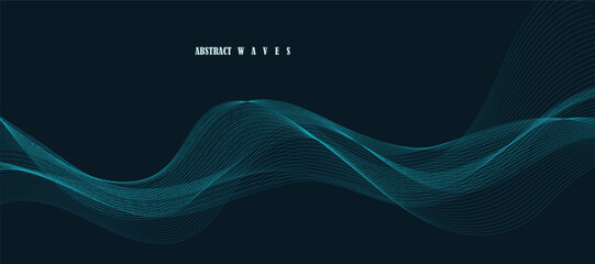 Abstract blue vector background with blue wavy lines