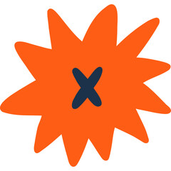 Obraz premium Cute hand drawn cross mark with checkbox in the shape of star. Tick X, no sign for weekly planner, bullet journal, notebook template. Diary note element