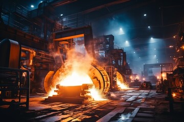Metallurgical plant - industrial production of metals and pipes, steel manufacturing process