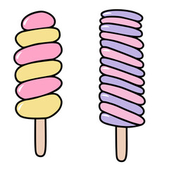 Set of tasty ice cream summer popsicle vector illustrations - 748949768