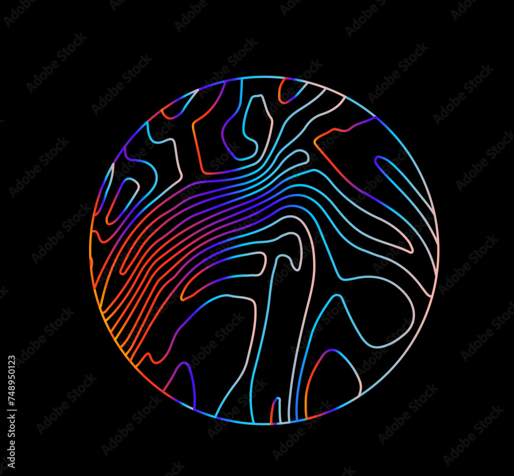 Aufkleber holographic circle with warped and glitched texture of lines.