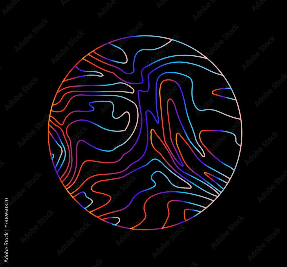 Aufkleber holographic circle with warped and glitched texture of lines.