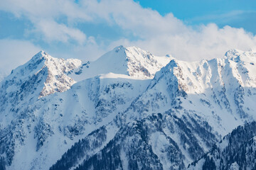 Fototapeta na wymiar Mountain under the snow and ice at winter.