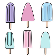 Set of tasty ice creams clipart. Sweet summer delicacy ice-cream and popsicles illustrations with different tastiest. - 748950923