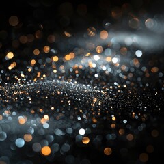 Magical speckles of dappled sunlight particles isolated on a black background. AI generated wallpaper	
