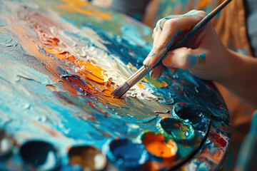 A painter with a palette and a brush