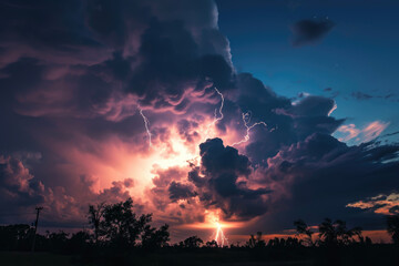 Fototapeta na wymiar A lightning with a cloud and a thunder
