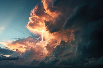 A lightning with a cloud and a thunder