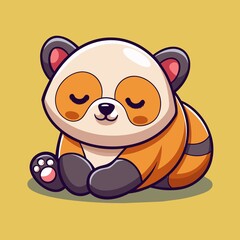 Naklejka premium Cute panda sleeping cartoon icon illustration. animal nature icon concept isolated . flat cartoon style