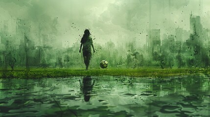 Mystischer Fußball, made by AI - obrazy, fototapety, plakaty