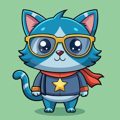 Cute cool cat wearing glasses cartoon vector icon illustration animal nature icon concept isolated