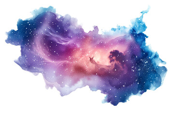 Galactic Nebula Cloud with Interstellar Colors-  Isolated on Transparent White Background

 - obrazy, fototapety, plakaty