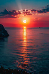 Fototapeta na wymiar Sunset and ocean in a peaceful harmony