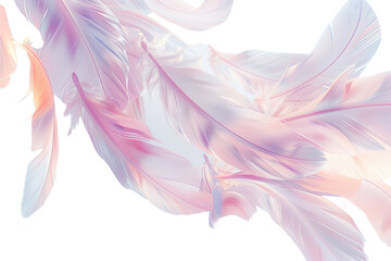 Soft Pink Feathers Floating Gracefully on Transparent Background
