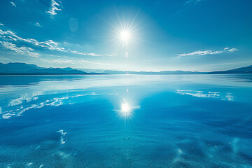 blue shining sunlight reflected in sea