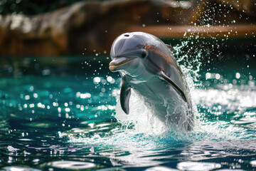 A dolphin with a jump and a splash