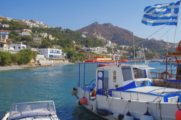 Beautiful Greek Island nature landscape coast scenery on Dodekanes isle Kalymnos with beaches,...