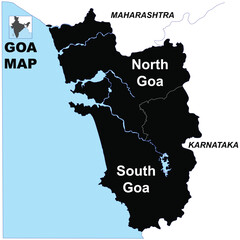 Silhouette Goa map vector illustration on white background